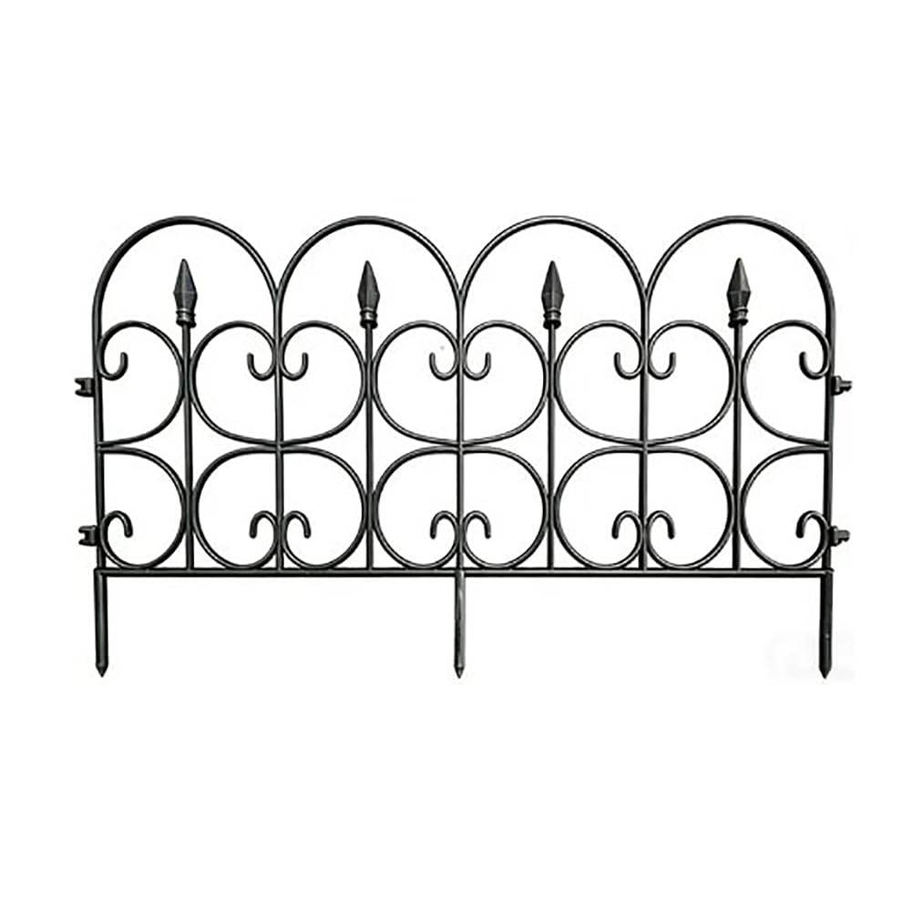 TT-YEC PP Plastic Imitation Iron Flower Bed Decorative Fence, 4/8/10-Piece Garden Fence Frame, Outdoor Courtyard Decorative Fence, Arched Animal Isolation Barrier,4 piece pack