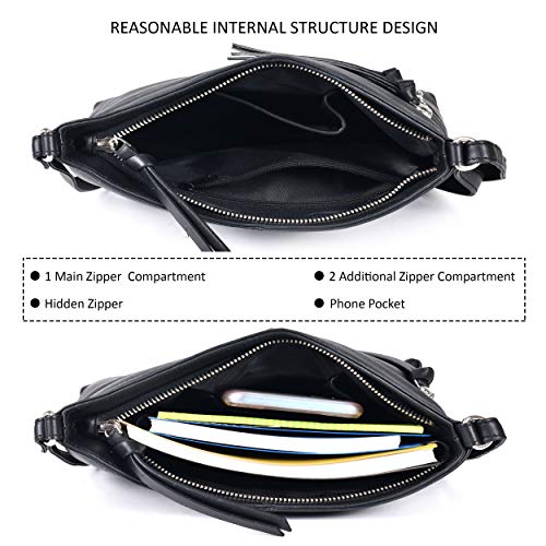 Smooth Black Leather Crossbody Purses and Handbags for Women - Crossover Bags