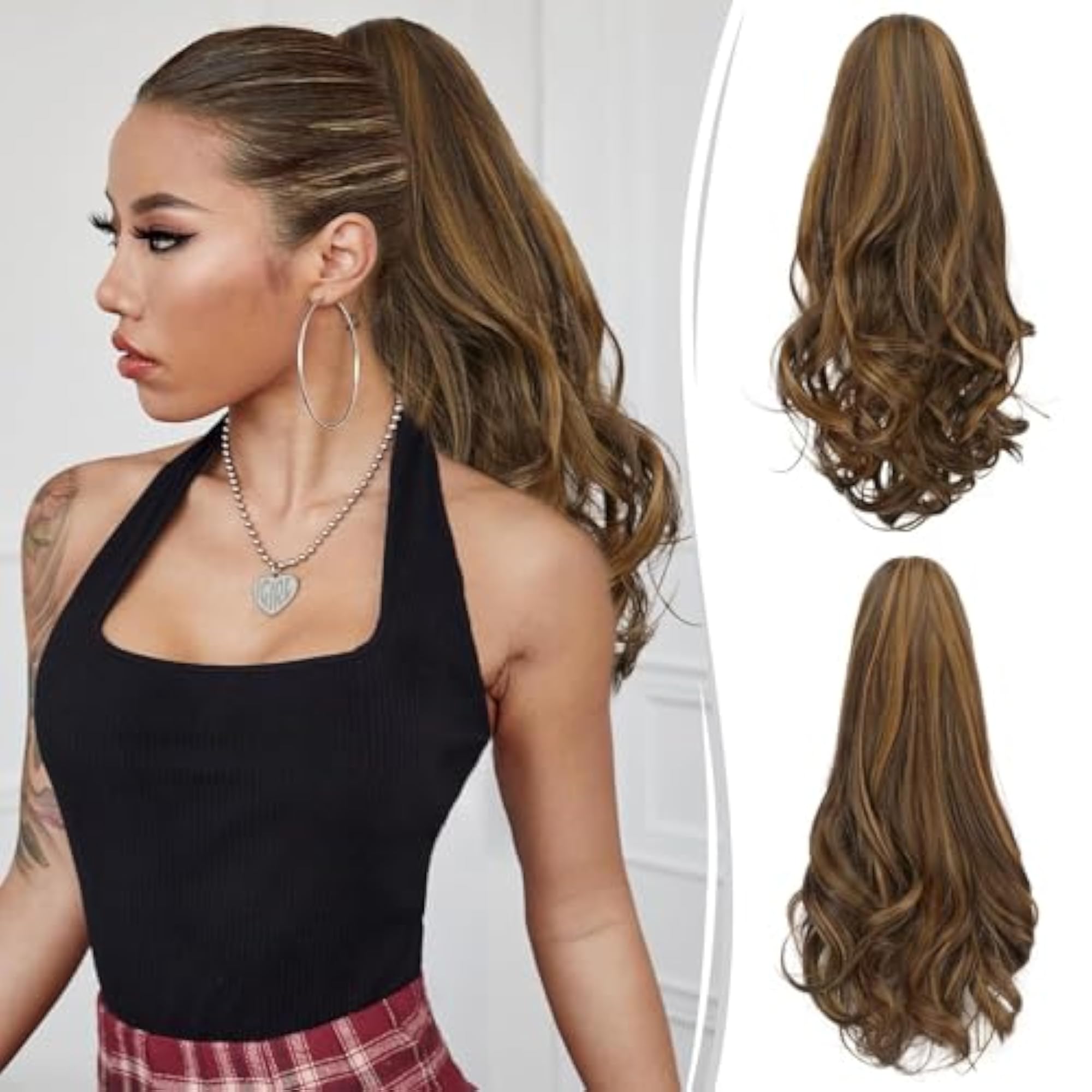 Ponytail Extension 16 to 18 Inch Claw Clip, Natural Looking
