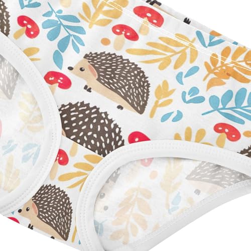 Cute Hedgehogs Colorful Leaves Cute Panties Girl Toddler Underwear Custom Cotton Fun Briefs Kids Undies 2t4