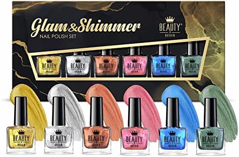 Glam & Shimmer by Beauty4Britain Set of 6 Nail Polishes 10 ml