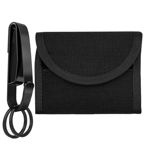 Tactical Glove Pouch+Key Holder for Duty Belt, Folded Double Latex Disposable Glove Holder Police Security Firefighter EMS EMT Paramedic First Responders Belt Accessories Key Clip (Black 1Set)