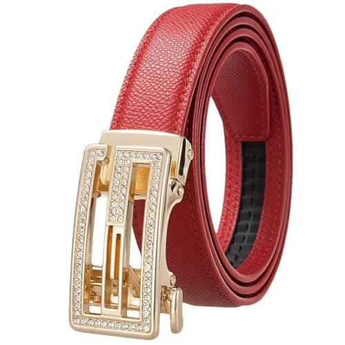 Women’S Split Leather Microfiber Hollow Belt With Alloy Automatic Buckle Light Luxury All-Match For Jeans 2.4Cm Width