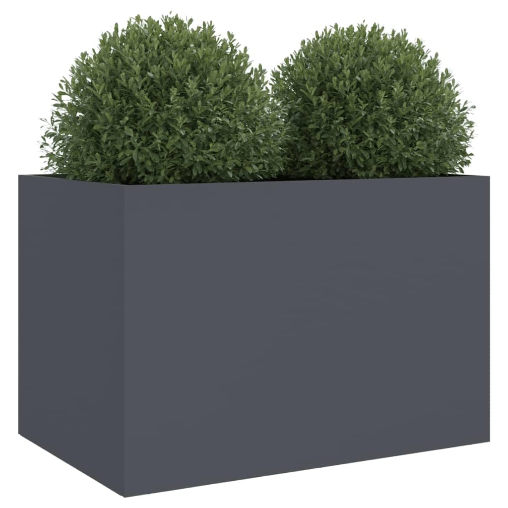 vidaXL Jardinière, Bac à Fleurs, Pot de Plantes, Boîte à Fleurs, Jardinière Surélevée de Jardin Patio Terrasse, Anthracite 62x40x39 cm Acier