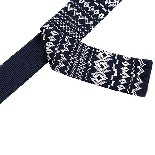 Fityle Moda Masculina Nova Malha Gravata Gravata Estreita Cravate Gravata Estreita - Azul e branco