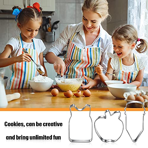 8 Piece Back To School Fondant Cutter Cookie Cutter Shapes Mini Plaque Cookie Cutter Frame Stainless Steel Biscuit Cutter And 6 Pieces Sugar Stir Needles Sugar Stirring Pins For Kitchen Baking #TOP5