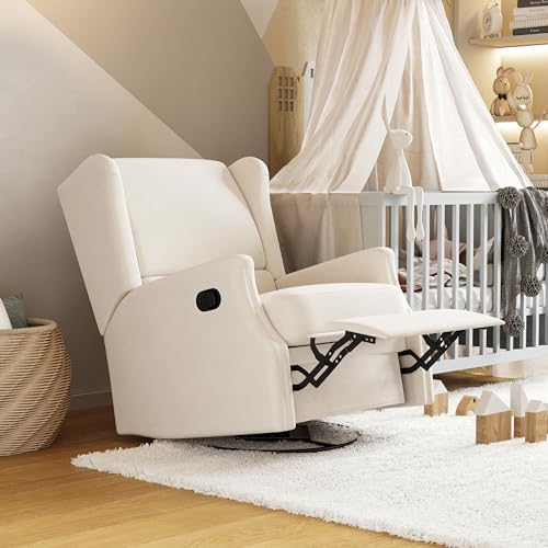 Sillón reclinable giratorio crema clásico miniatura 6