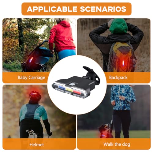 Image of Proberos LED Cycle Llights for Bicycle, USB Rechargeable Bike Safety Light 3-Color Warning with 7 Lighting Modes, Waterproof Tail Outdoor Riding Under Saddle