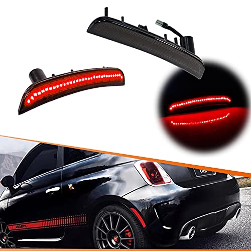 Adiil Smoked Black Lens Red Full LED Side Marker Lights Front Bumper Sidemarker Lamps Reflectors Compatible with 2012-2017 Fiat 500 Pop Lounge
