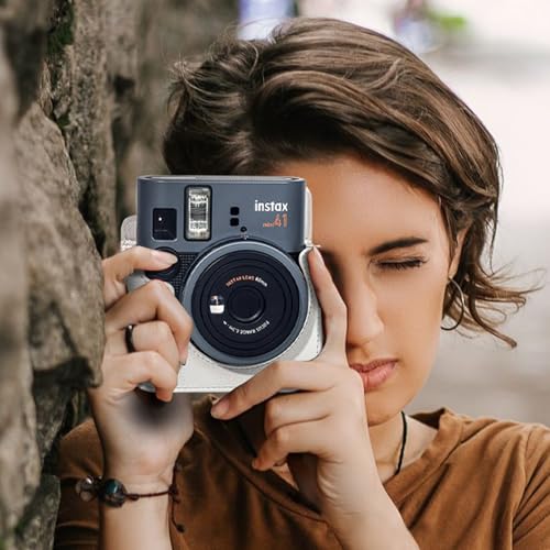 Funda para cámara Fujifilm Instax Mini 41 en piel PU blanca miniatura 7