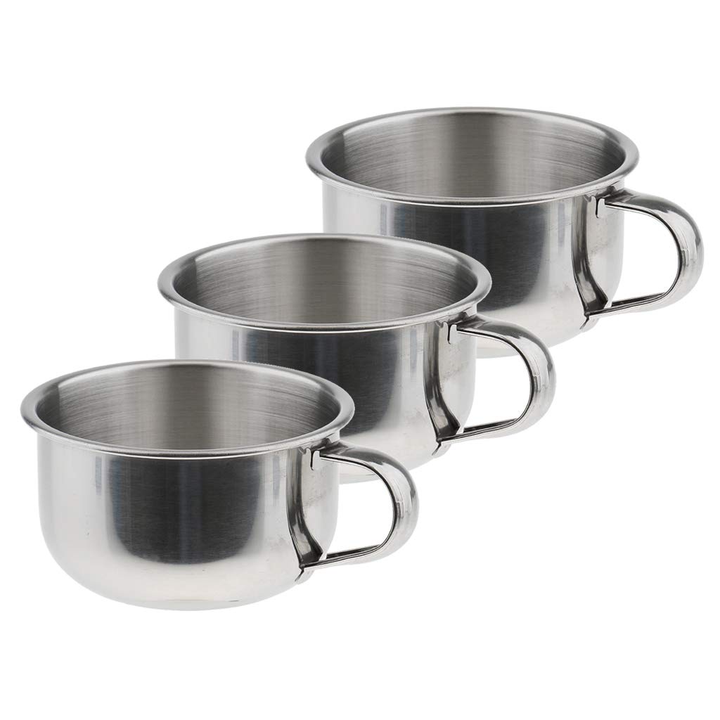 3pcs Bathroom Salon Stainless Steel Men Barber Shaving Mug Bowl Kit