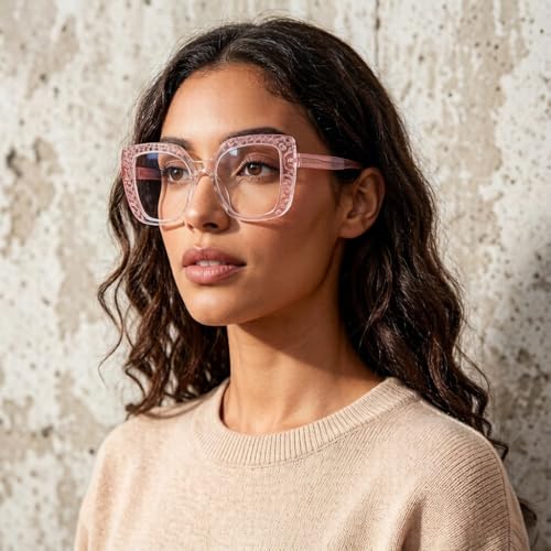 Image of ICARA 3 Pack Fashion Oversized Square Reading Glasses for Women, Retro Celebrity Style Blue Light Blocking Computer Readers
