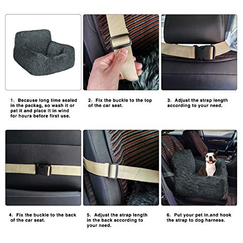 Fareyy Dog Car Seat For Small Dogs Or Cats, Warm Plush Pet Booster Seat Travel Dog Car Bed With Storage Pocket And Clip-On Safety Leash, Washable Soft Plush Dog Car Safety Seats #TOP4