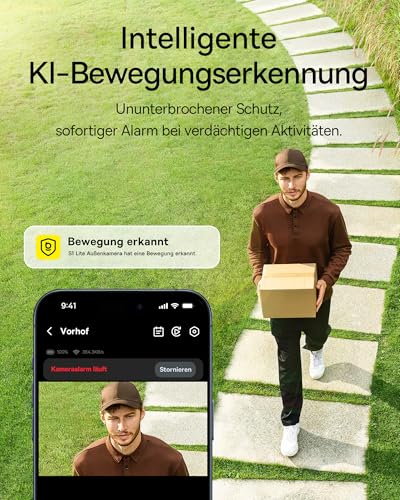 Baseus Security S1 Lite Solocam Überwachungskamera Aussen Solar Akku WLAN, IP67 Wetterfest, Kamera Überwachung Kabellos Außen 2K 135°, Farbnachtvision, Keine Gebühren, Kompatibel mit Alexa & Google – Bild 6