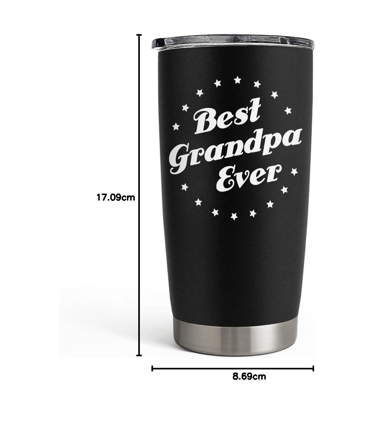 SANDJEST Geschenkset für Vater, Mutter, Opa, Oma – 590 ml isolierte Reisebecher – tolles Weihnachtsgeschenk, Vatertag, Muttertag, Geburtstag, Weihnachten (schwarz – Opa)