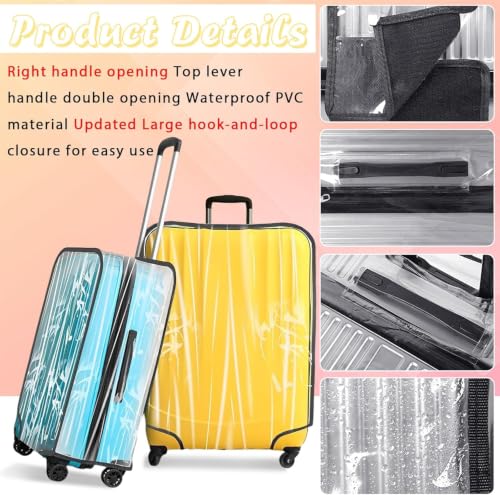 Image of 3 Pcs PVC Clear Suitcase Cover Set, 20 24 28 Inch Transparent Luggage Protector Cover with Top Handle Opening, Waterproof Dustproof Scratch Resistant Travel Bag Cover for Trolley