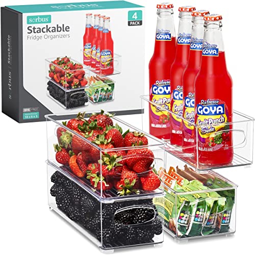 Sorbus Stackable Refrigerator Organizer Bins - Clear Storage Bins for Kitchen Pantry, Freezer & Fridge Organization - Fo - Detailed View