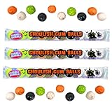 Halloween Gumballs Dubble Bubble Ghoulish Gum, Assorted Fruit Flavored Chewing Balls with Surprise...