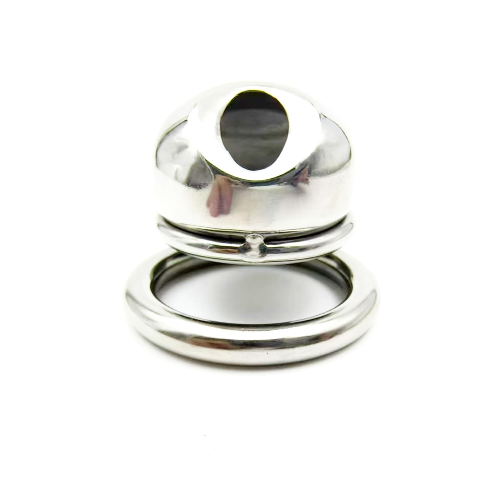 Gabbia di castità in acciaio inossidabile per uomo con lucchetto, 3 misure di anello 40/45/50 mm, design traspirante, superficie liscia, accessorio intimo per adulti