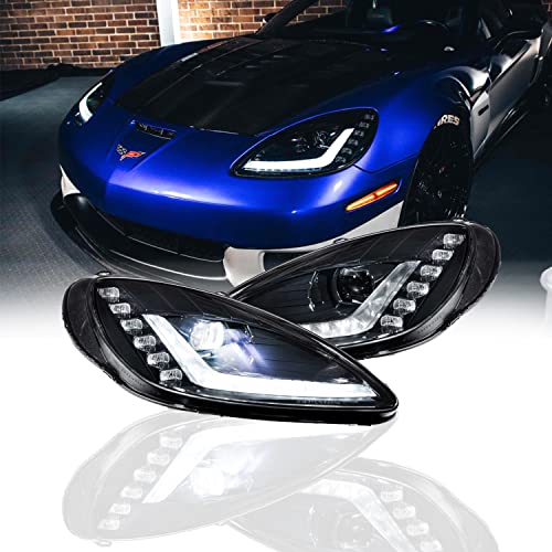 Morimoto XB LED Headlights, Plug and Play Headlight Housing Upgrade, Fits 2005-2013 Chevrolet Corvette C6, DOT Approved Assembly with Switchback Sequential Turn Signals & UV Coated Lenses (1x â€ŽLF460)
