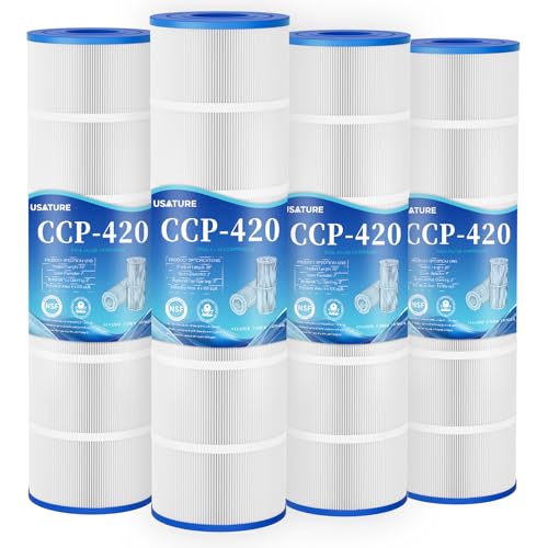 CCP420 Pool Filter Cartridges Replacement for Pentair Clean & Clear Plus 420 CCP420 R173576 Pleatco PCC105 Unicel C-7471 Filbur FC-1977 4 x 105 sq.ft Cartridges L x OD: 26 x 7 4 Pack