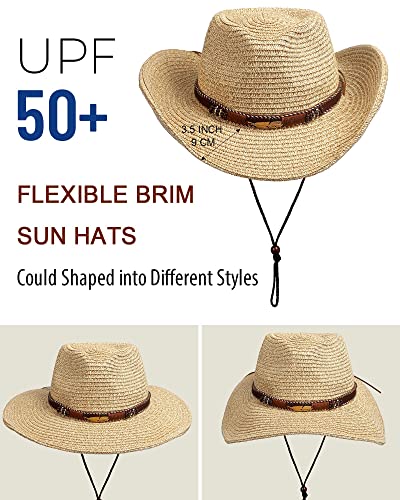 Women Straw Sun Hat Mens Cowboy Style Garden Hat Upf 50+ Wide Brim Summer Hat With Wind Lanyard #TOP3