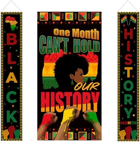 Black History Month Decorations, 3PCS Black History Month Door Banner Backdrop, Pan African American Decorations Porch Banner, Wall Hanging Banner for Classroom School Doorway Decorations