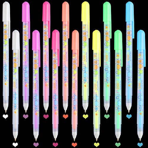 34 Pieces Gel Ink Pens Assorted Colors Ink Pens 0.8 mm Fine Point Gel Drawing Pens Black Paper Drawing Pens for Illustration Sketching Adult Coloring Artist and Beginner