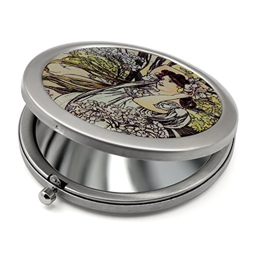 Vintage Four Seasons Compact Mirror with Gift Box - Stainless Steel - Image 2