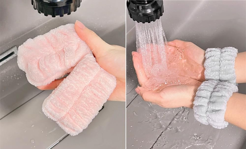 3 Pairs Wrist Washband Wash Set,Spa Wrist Towel | Face Washing Wristband, Sweat Bands for Ladies Hold Back Liquid from Spilling Down Arms
