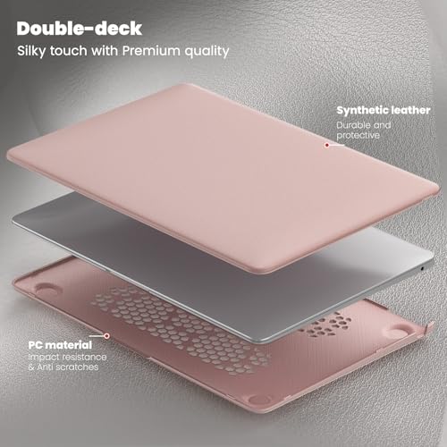 Image of ProElite Case for MacBook Air 13 inch M2 2025 /2024 M1 2021 2020 Release A2337 A2179 A1932 Model Touch ID, Slim Leather case with Foldable Stand, Pink