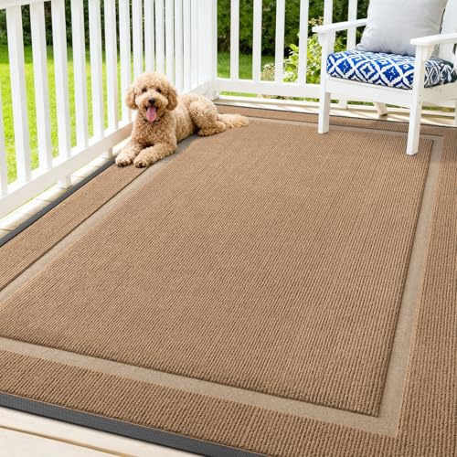 Image of OLANLY Front Door Mat Indoor Outdoor Entrance, Waterproof All-Season, All-Weather Doormat, Sturdy Natural Rubber, Fade Resistant, Low Profile, Easy Clean Patio Porch Entryway Mat, 71x47, Light Brown