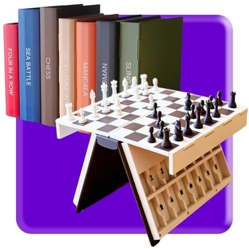 Juego de mesa de libro de jugadas, juego de ahorcado impreso en 3D, juegos de mesa de diseño de libros portátiles para fiestas familiares, juegos de viaje (juego de ajedrez)