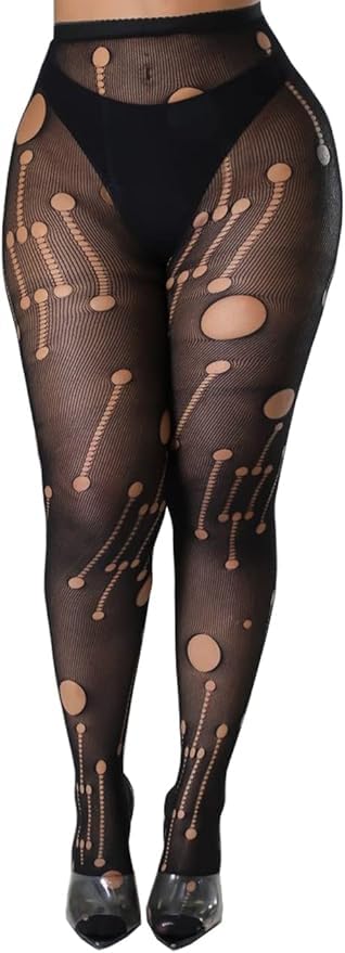 Image of Fishnet Stockings Lace Patterned Tights High Waist Pantyhose Fishnets for Women