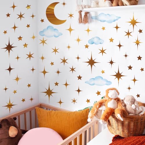 Vinilos decorativos estrellas luna doradas para pared miniatura 4