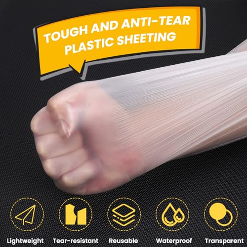 Yimomoyi Set of 6 Protective Film Painter 4 x 5 m Transparent Tarpaulin Construction Film Transparent Dust Protection Film All-Purpose Film Painter's Tarpaulin Cover Film for Renovation and Moving - Image 3