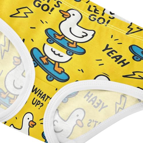 Joisal Cotton Toddler Girls Underwear Cute White Ducks Yellow Panties Little Girl Cartoon Briefs Underpants 2t4