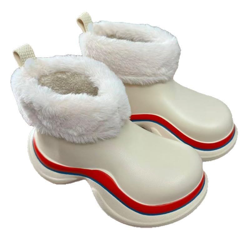 Harssidanzar Womens Winter Ankle Rain Boots Waterproof Warm Fuzzy-Lined Anti-Slipping Rainboots and Winter Garden Shoes for Ladies with