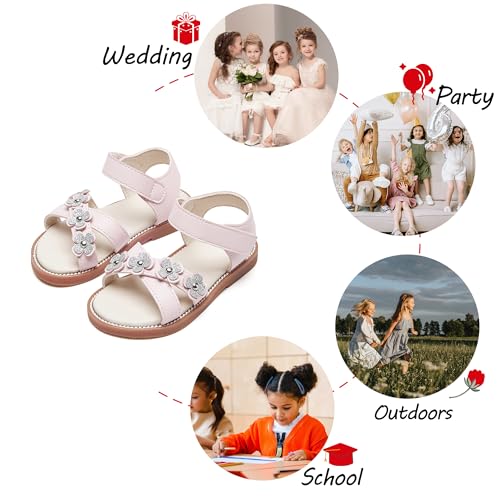Image of PHIRAMIN Toddler Flower Girl Sandals - Girl Dress Shoes Toddler Little Kid Wedding Party