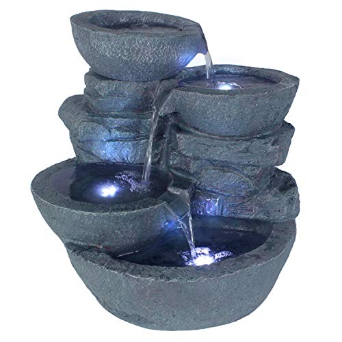 Fontaine d’intérieur Fontaine de jardin Fontaine avec éclairage à LED Cascade