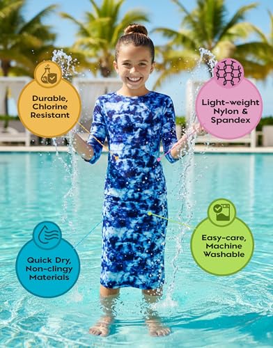 Image of Shira Modest Girls Swim Dress | 3 /4 Sleeve Swimdress, Full Coverage Bathing Suit | Tznius UPF 50+ Quick-Dry