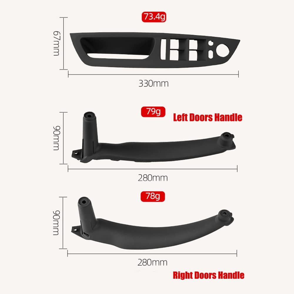 4 pezzi di maniglia per porta interna in ABS per auto, pannello interno, copertura decorativa per tirare, bracciolo compatibile con BMW E70 E71 E72 X5 X6 2007-2014 - Fibra di carbonio