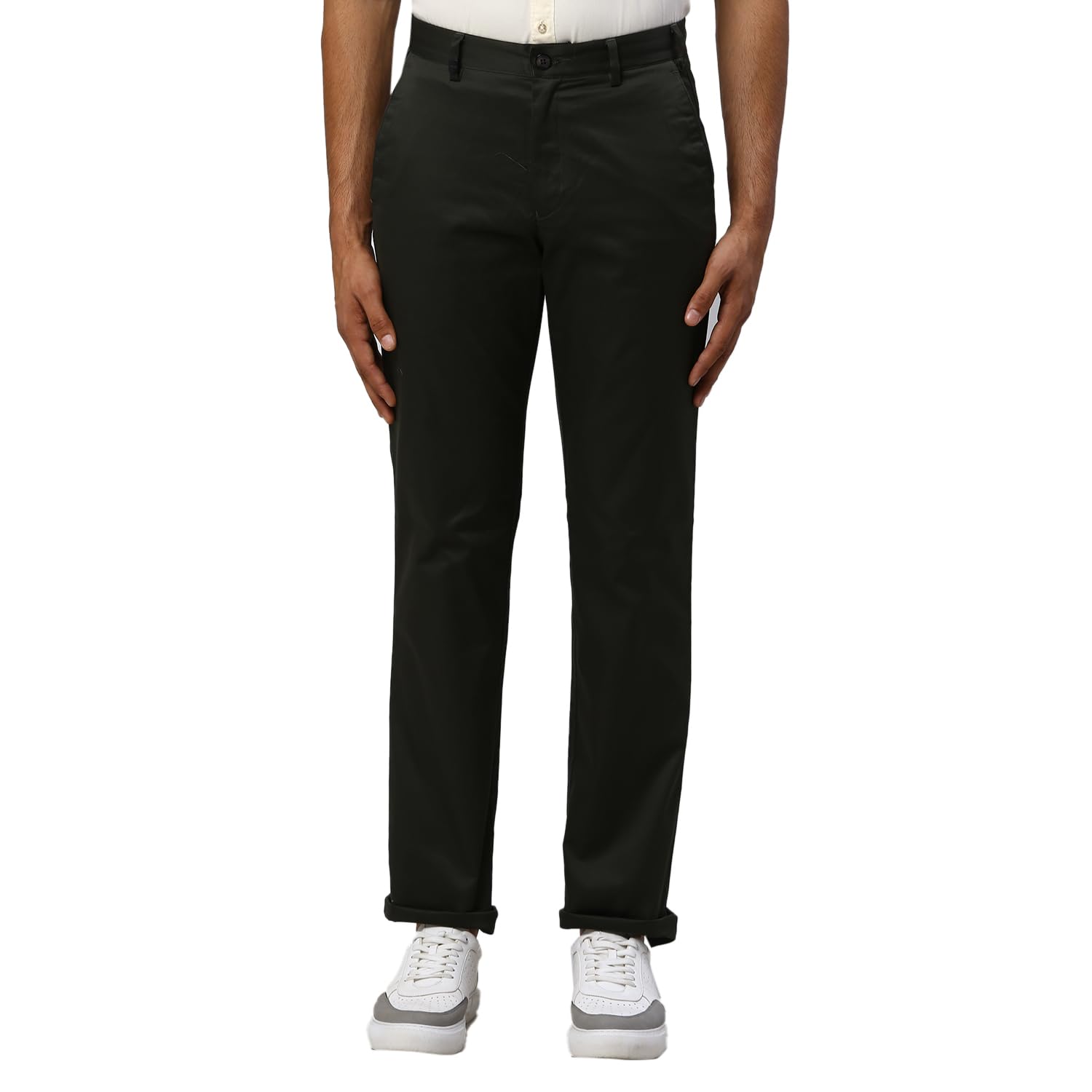 park avenue Men's Solid Pattern Super Slim Fit Pure Cotton Flat Front Chinos-picture-53