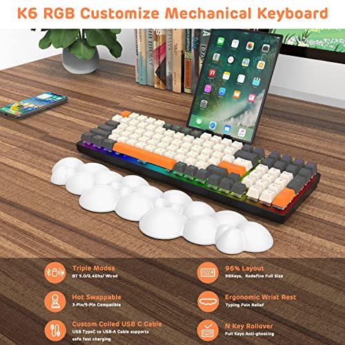LexonElec K6 Wireless Echanical Keyboard With White Cloud Wrist Rest - View #4