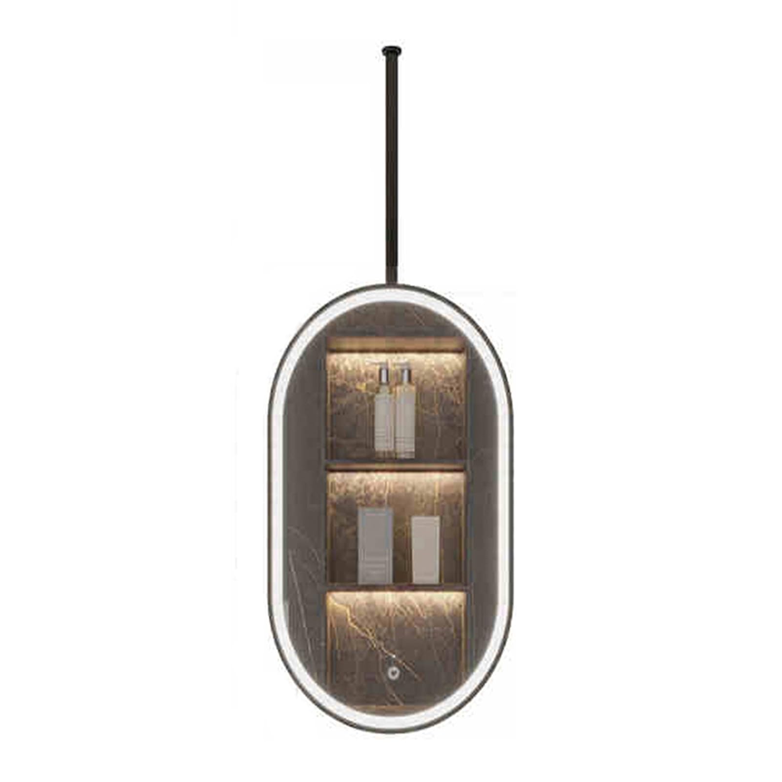 ITOSUI Ceiling Hanging Mirror,Luminescence Bathroom Mirror,Home Decorative Mirrors,Adjustable Brightness,for Entrance Cloakroom and Home (Boom Can be Customized)(Black,40x80cm)