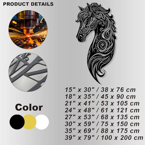 Décoration murale métal cheval doré 75x150 grand format