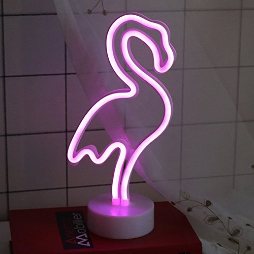Neon-Schilder, LED-Neon-Kunst, dekorative Lichter, Wanddekoration für Kinderzimmer, Party, Hochzeit, Dekoration (rosa Flamingo) Cover