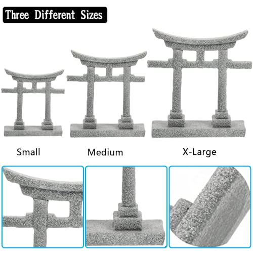 Image of livelyfish Aquarium Asian Decorations Japanese Shinto Torii Gate Fish Tank Ornament Miniature Shrine Japan Style Sandstone Underwater Landscape Decoration, S