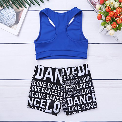 image for MSemis Girls' Kids 2-Piece Sport Dance Outfit Crop Top with Booty Shor