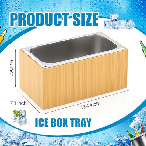 Cubetera mediana de bambú con bandeja de acero removible miniatura 3